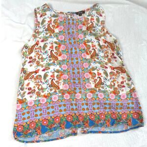 Soirée Vibrant Unique Tank Top Trippy Maximalist Bohemian Paisley Medium White